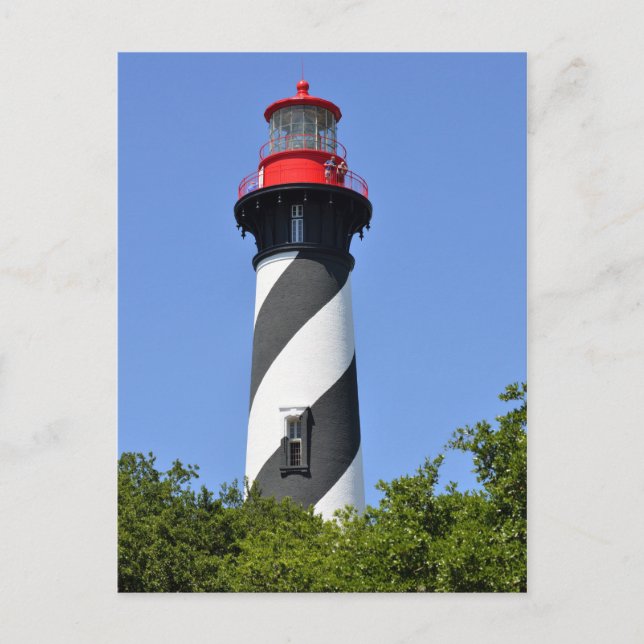 Cartão Postal Rua histórica. Augustine, farol da Flórida (Frente)