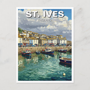 Cartão Postal Rua Ives Cornwall England Viagem
