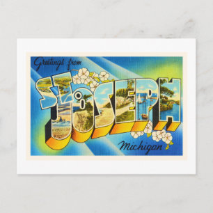 Cartão Postal Rua Joseph Michigan MI Old Viagens vintage Souveni