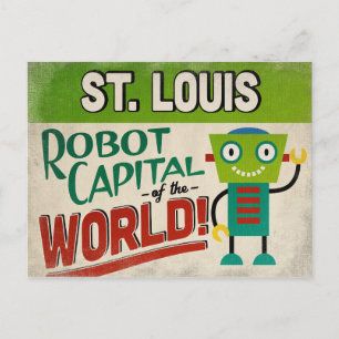 Cartão Postal Rua Louis Missouri Robot - Engraçado Vintage