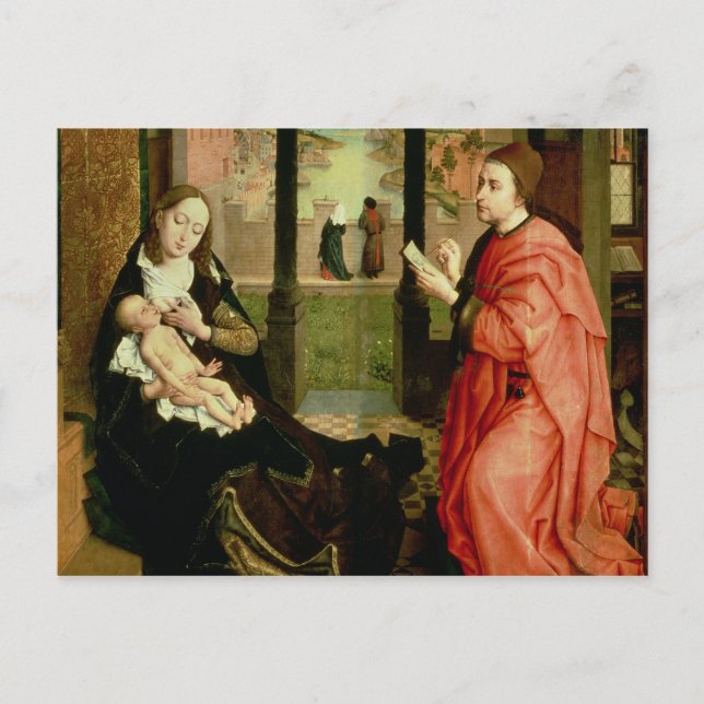 Cartão Postal Rua Luke desenhando um retrato da Virgem (Frente)