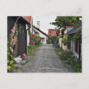 Cartão Postal Rua na antiga Suecia de Visby