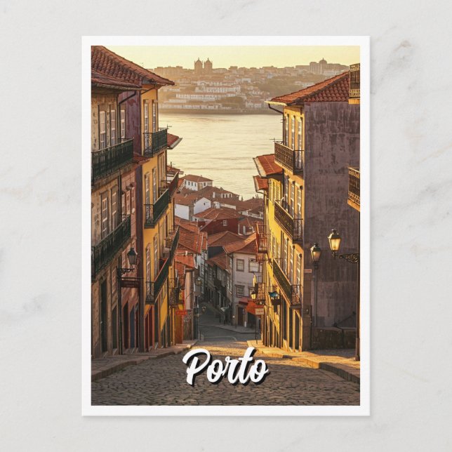 Cartão Postal Rua na Viagem do Porto Portugal (Frente)