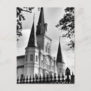 Cartão Postal Rua negra e branca, Catedral de Louis, Nova Orlean