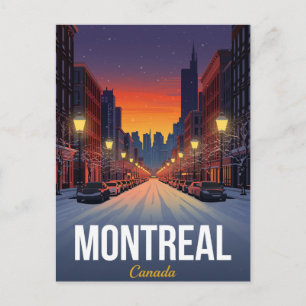 Cartão Postal Rua nevada de inverno no Velho Montreal