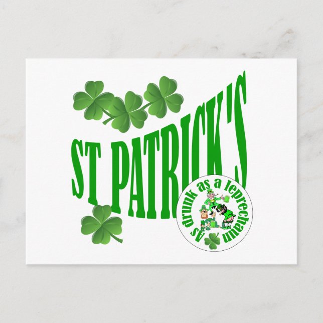 Cartão Postal Rua Patrick, bebado como um leprechun (Frente)