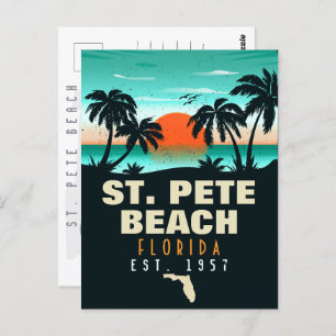 Cartão Postal Rua. Pete Beach, Retro Sunset Palm Tree 60s