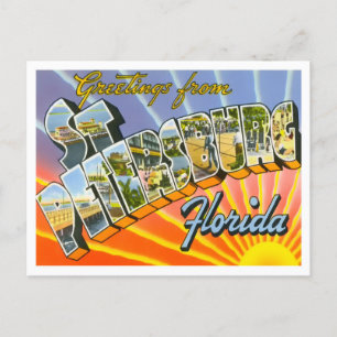 Cartão Postal Rua Petersburg, Flórida Vintage Big Letters