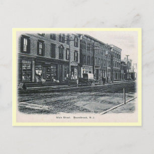 Cartão Postal Rua principal, Bound Brook, New Jersey Vintage