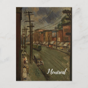 Cartão Postal Rua Principal em Montreal Canadá Pintura Vintage