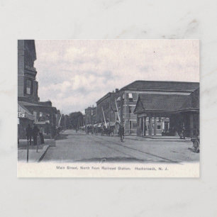 Cartão Postal Rua principal, Hackensack, New Jersey Vintage.