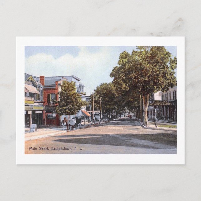 Cartão Postal Rua principal, Hackettstown, NJ 1910 Vintage (Frente)