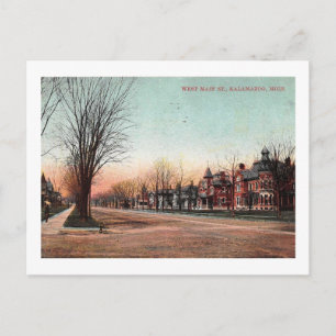 Cartão Postal Rua principal, Kalamazoo, Michigan 1908 Vintage