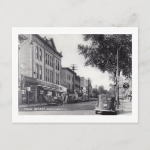 Cartão Postal Rua principal, Madison, New Jersey Vintage.