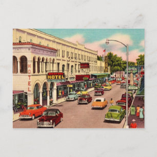 Cartão Postal Rua Principal Vintage Ft. Myers 
