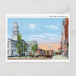Cartão Postal Rua principal, Winchester, Kentucky Vintage
