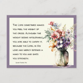 Cartão Postal Rua Religiosa Católica. Padre Pio Citação Floral