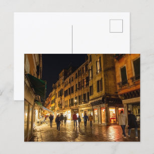 Cartão Postal Rua Romântica de Veneza à Noite
