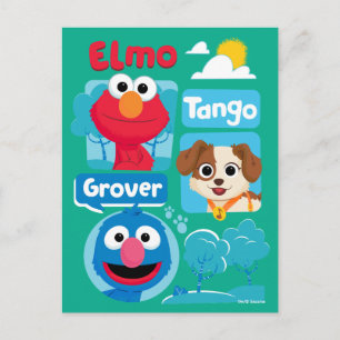 Cartão Postal Rua Sésamo Elmo, Tango e Grover Park Graphic