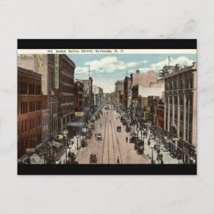 Cartão Postal Rua South Salina St Syracuse NY Vintage 1917