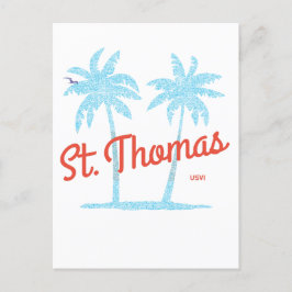Cartão Postal Rua: Thomas Island USVI Vintage Coral Type Palms