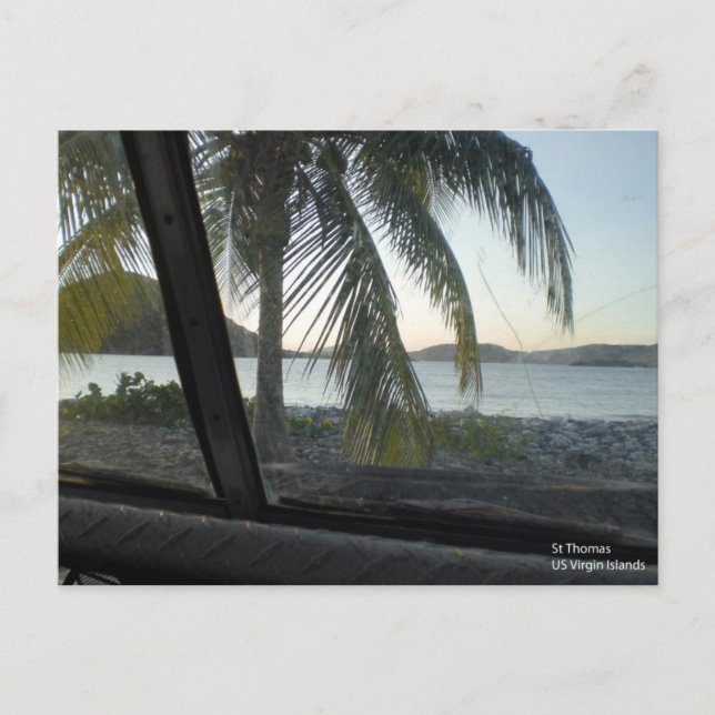 Cartão Postal RUA USVI Thomas de um jipe batido (Frente)