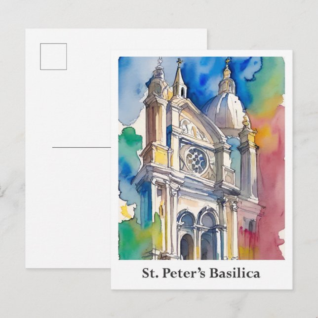 Cartão Postal Rua, Vaticano de Aquarela de Peter, (Frente/Verso)