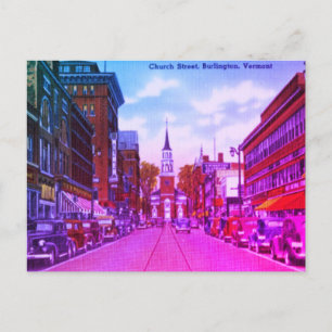 Cartão Postal Rua Vintage Church, Burlington, VT