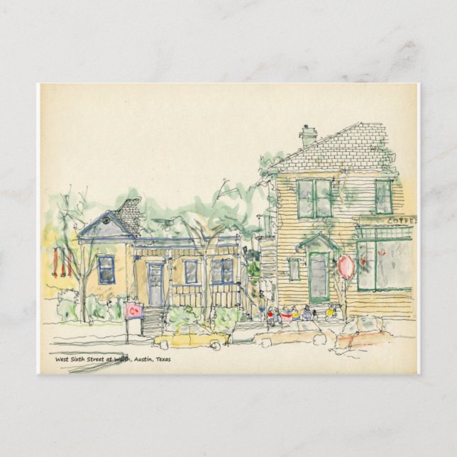 Cartão Postal Rua West Sexta em Walsh, Austin, Texas (Frente)