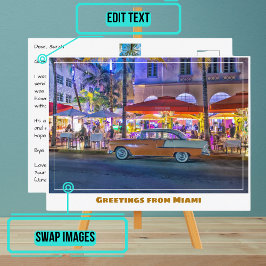 Cartão Postal Ruas de Miami Beach, Flórida