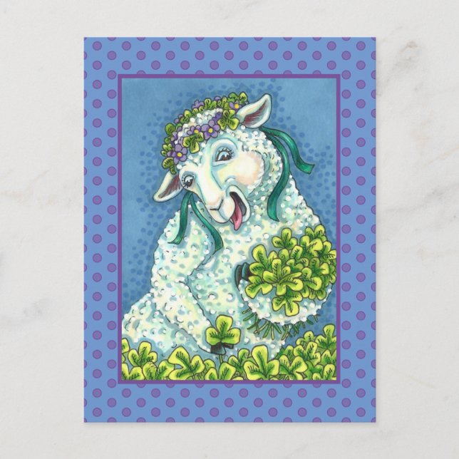 CARTÃO POSTAL RUAS. DIA DE PATRICK IRISH EWE, SHEEP & SHAMROCKS (Frente)