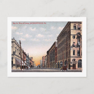 Cartão Postal Ruas, Jacksonville, Flórida Vintage.