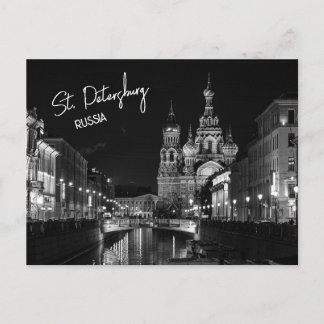 Cartão Postal Ruas: Petersburgo Rússia - Fotografia Negra e Bran