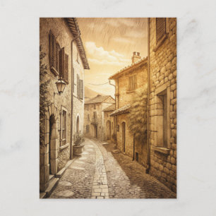 Cartão Postal Ruas Rústicas de Paralelepípedos Vila Europeia