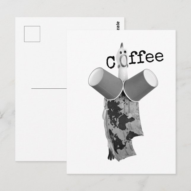 Cartão Postal Rubber Chicken screaming Coffee Postcard (Frente/Verso)