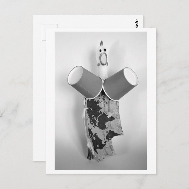 Cartão Postal Rubber chicken with coffee cups - Cup C (Frente/Verso)