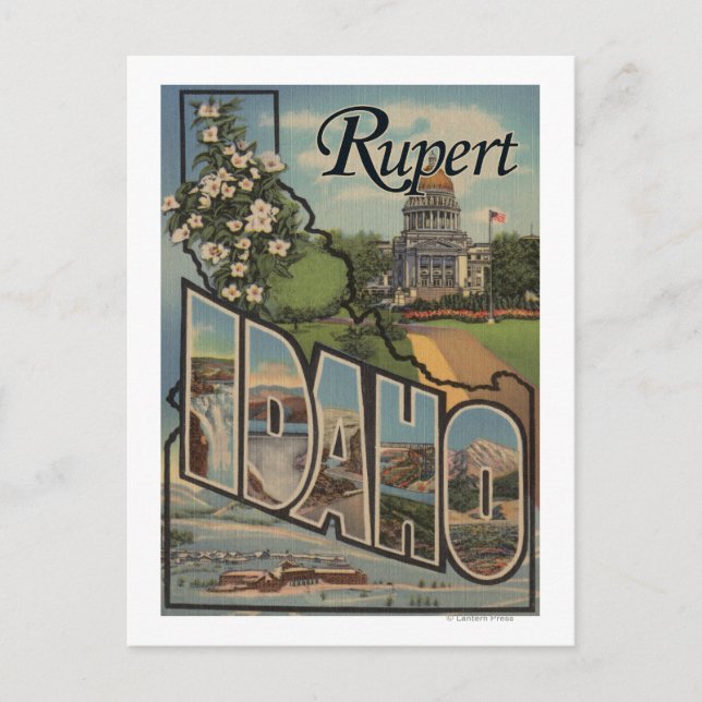 Cartão Postal Rubert, IdahoLarge - Letra ScenesRubert, ID (Frente)