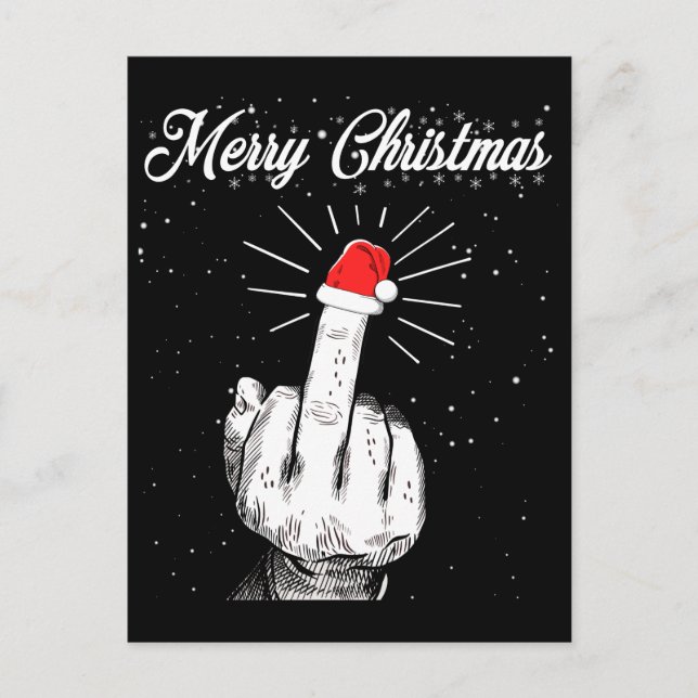 Cartão Postal Rude Felry Christmas Middle Finger Xmas Ugly (Frente)