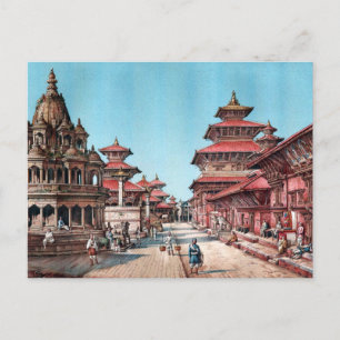 CARTÃO POSTAL RUE PRINCIPALE DANS PATAN, NÉPAL (1887)