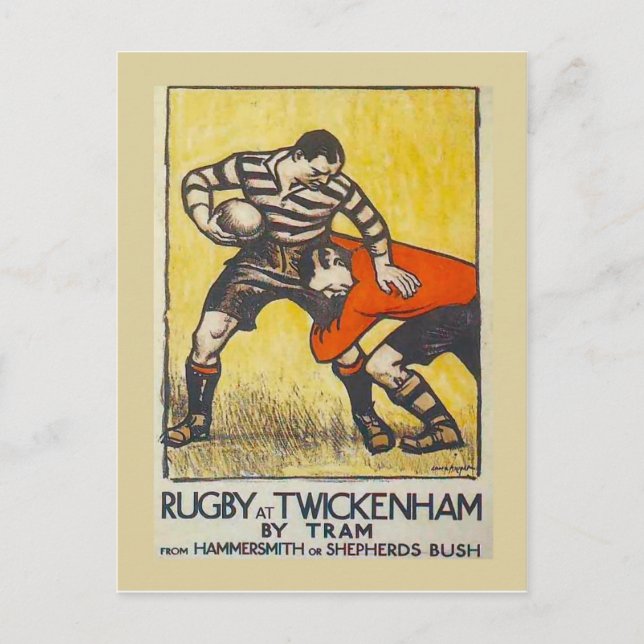 Cartão Postal Rugby em Twickenham por elétrico de Hammersmith (Frente)