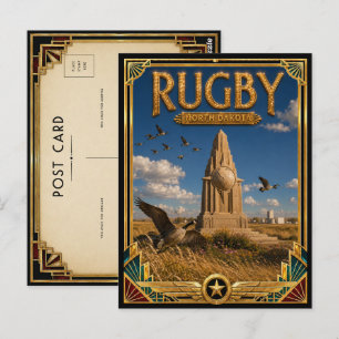 Cartão Postal Rugby North Dakota Arte Vintage Art Deco Idade Dou