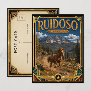 Cartão Postal Ruidoso Novo México Arte Deco Vintage Idade Dourad