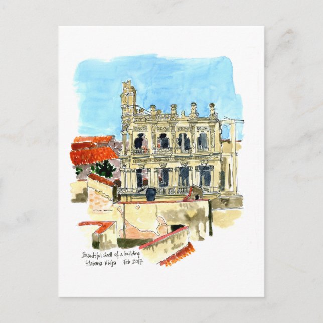 Cartão Postal Ruína do Hotel Palacio Viena, Havana, Cuba (Frente)