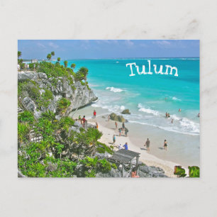 Cartão Postal RUÍNAS DE TULUM (México) ACIMA DA PRAIA E CARIBE