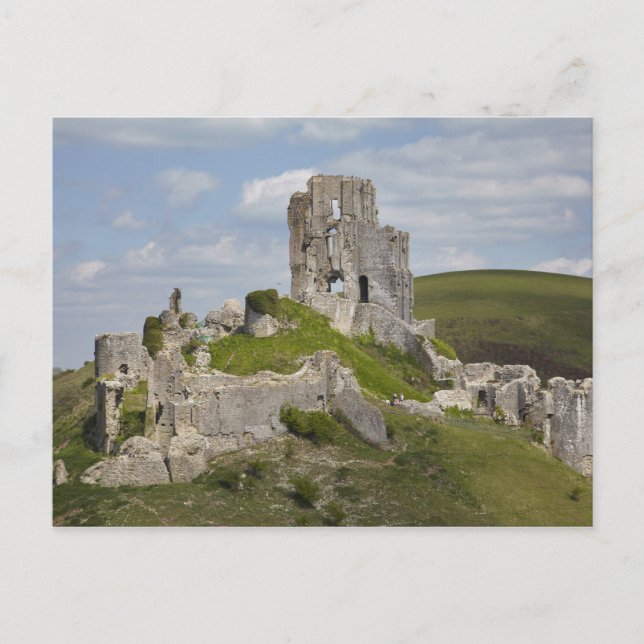 Cartão Postal Ruínas do Castelo Corfe, perto de Wareham, Dorset, (Frente)