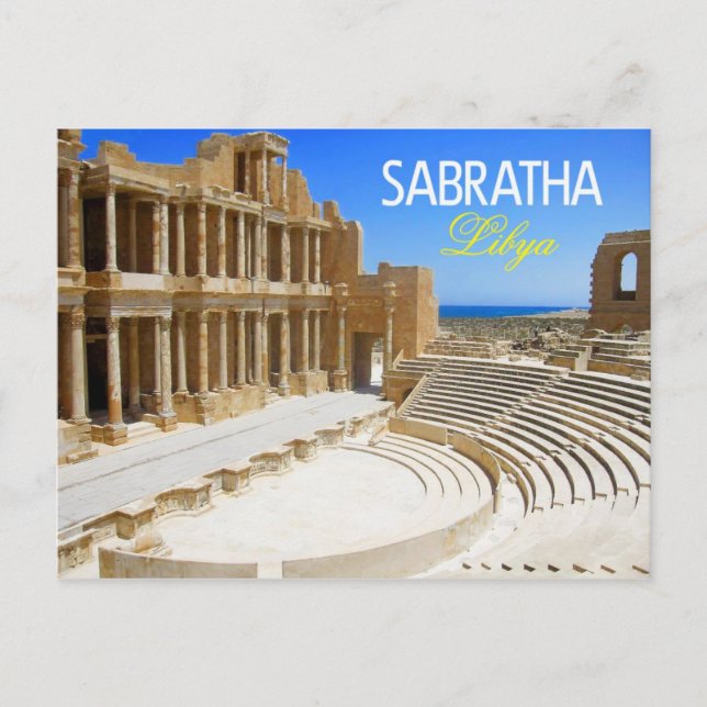 Cartão Postal Ruínas do Teatro de Sabratha, Líbia (Frente)