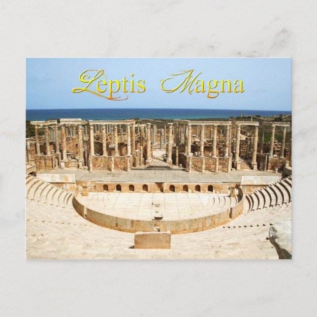 Cartão Postal Ruínas do Teatro em Leptis Magna, Líbia (Frente)