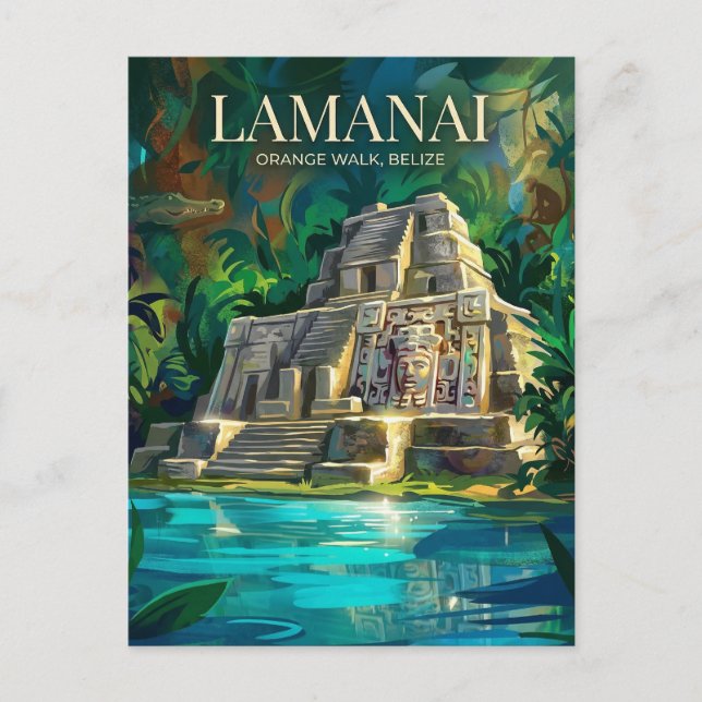Cartão Postal Ruínas Maias de Lamanai, Belize (Frente)