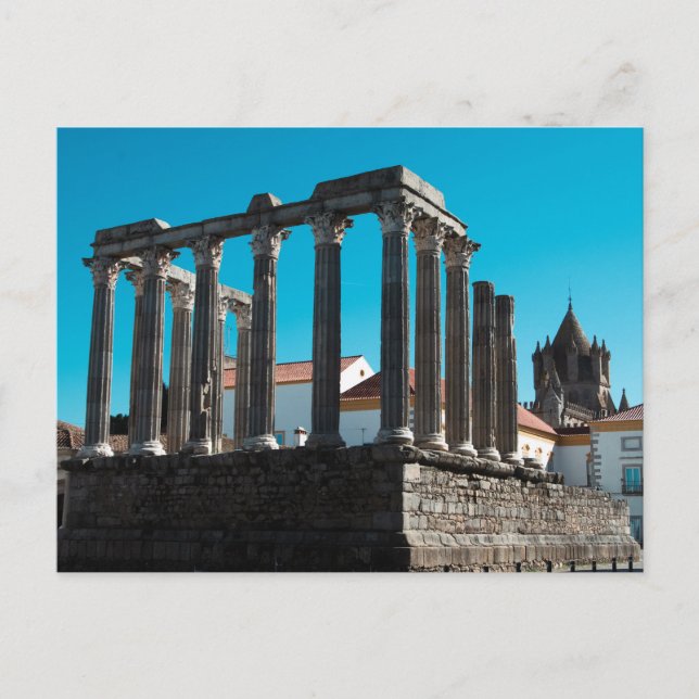 Cartão Postal Ruínas romanas em Evora Portugul (Frente)