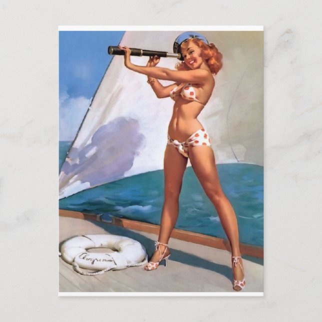 Cartão Postal Ruiva com pino Spyglass para Cima (Frente)